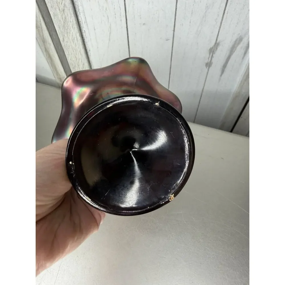 VTG Northwood Rainbow Deep Amethyst Carnival Glass Compote Candy Dish